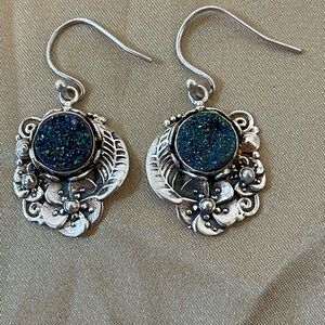 925 Silver and Blue Titanium Earrings